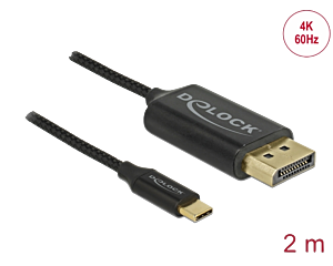 Delock Kabel USB-C zu DisplayPort (DP Alt Mode) 4K 60 Hz 2 m koaxial
